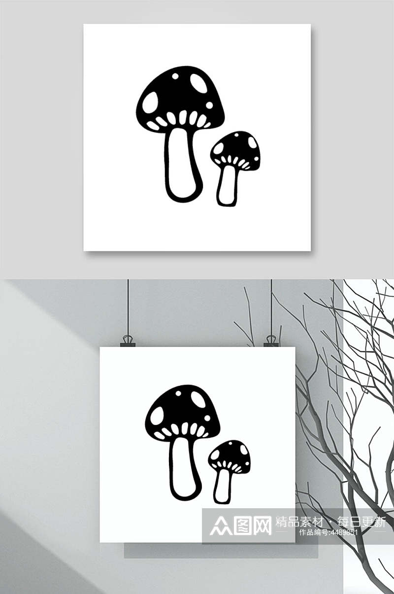 蘑菇黑色和酸性形状图案矢量素材素材