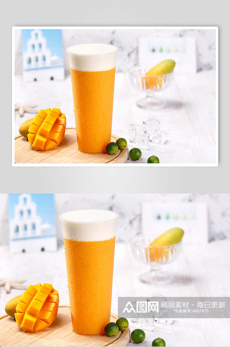 奶盖芒果餐饮奶茶摆拍图片素材