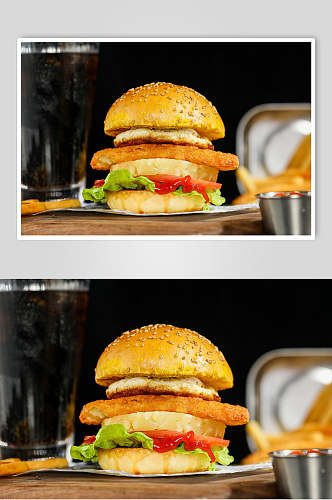 时尚汉堡小吃零食美食图片