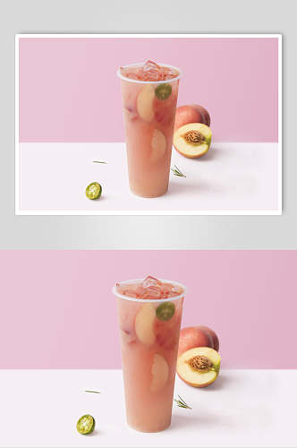 清新水蜜桃餐饮奶茶摆拍食品图片