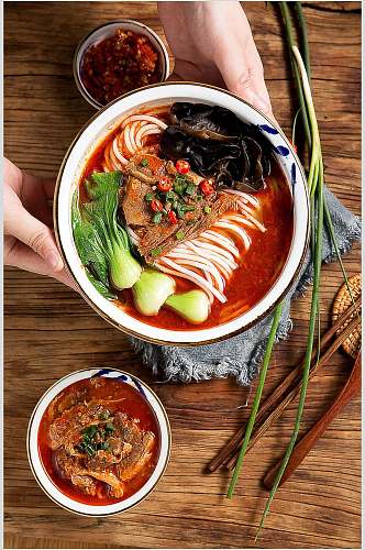 上海青简约米线美食摄影图片