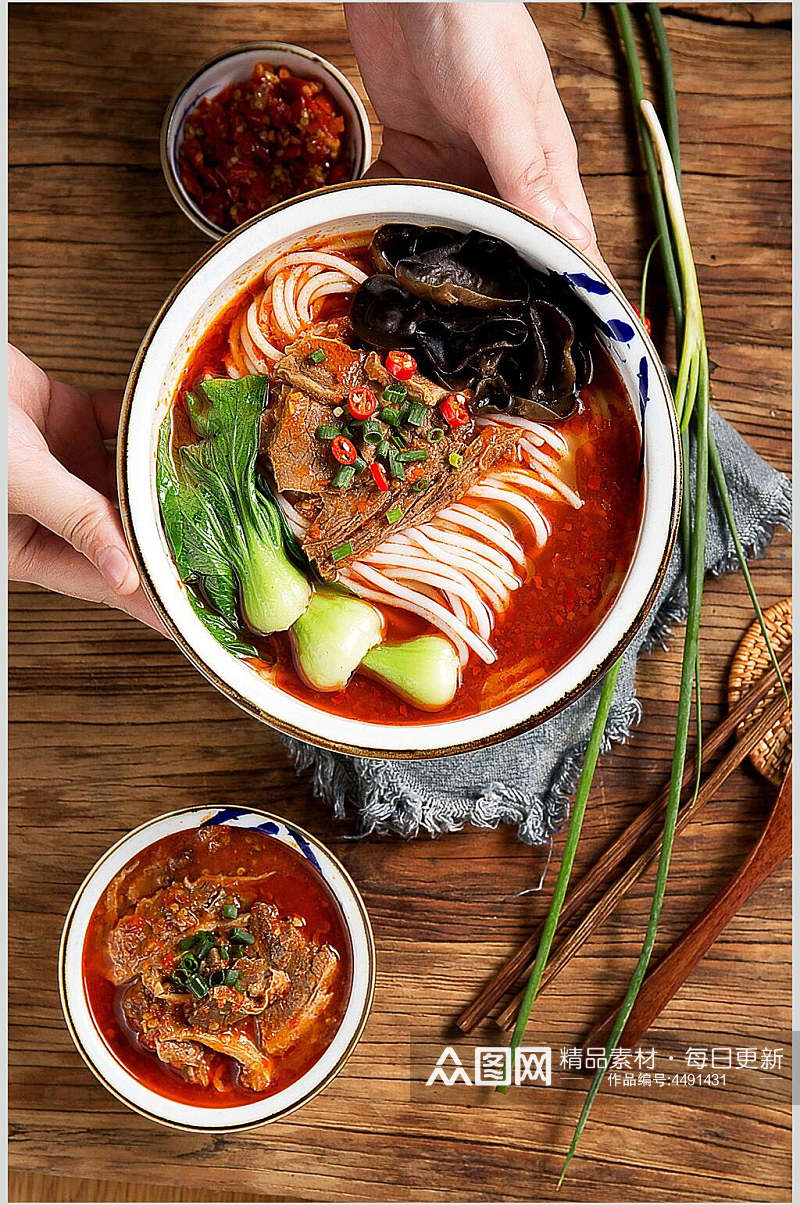 上海青简约米线美食摄影图片素材