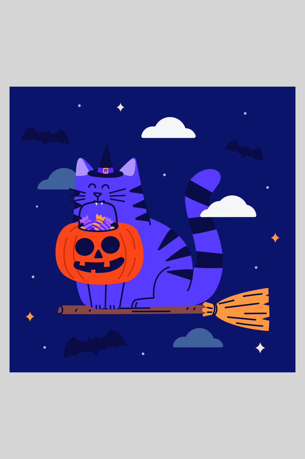 可爱矢量猫咪万圣节插画素材