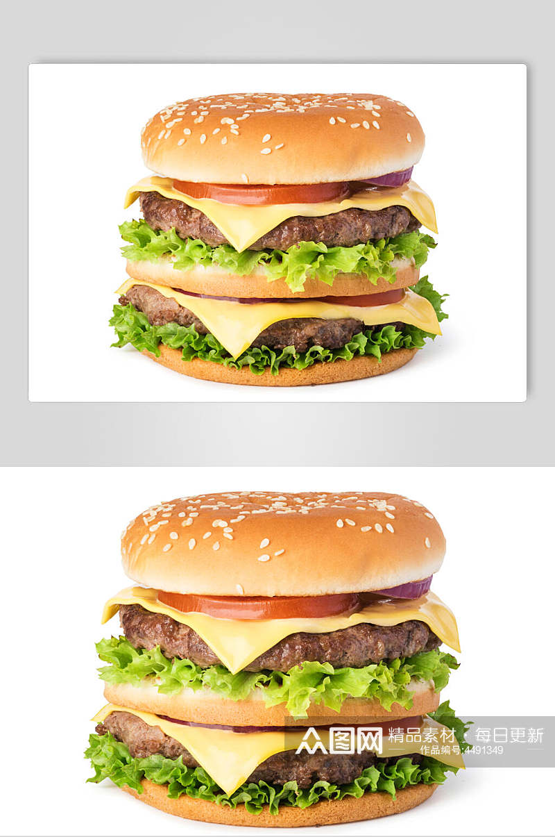 创意白底汉堡食物图片素材