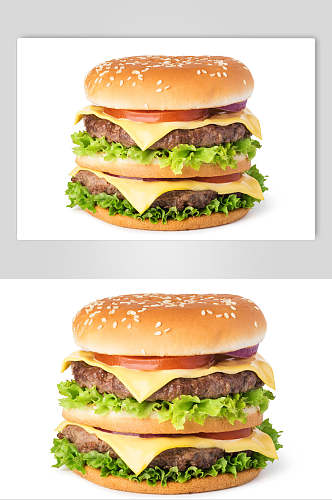 创意白底汉堡食物图片