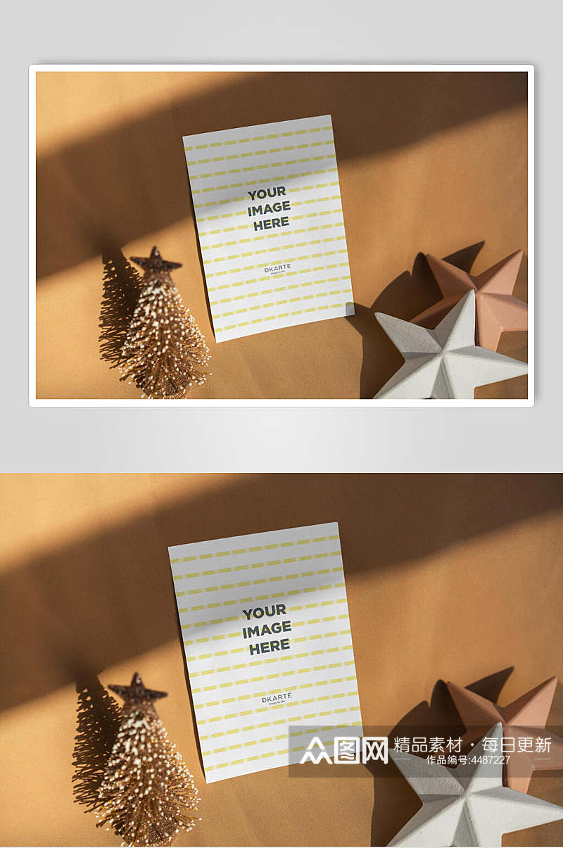 长方形英文字母圣诞明信片卡片样机素材