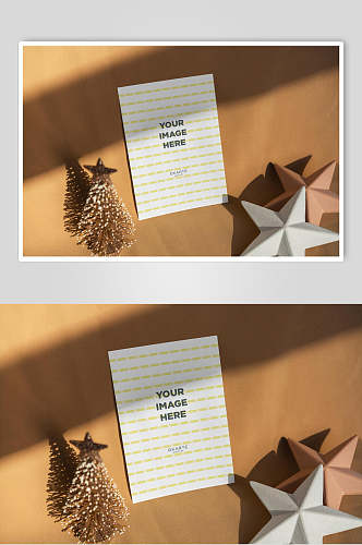 长方形英文字母圣诞明信片卡片样机