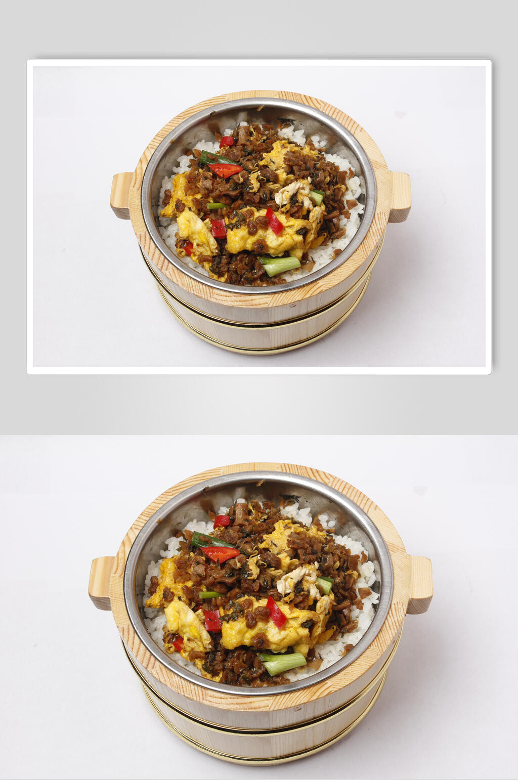 外婆菜炒蛋木桶饭摄影图片素材