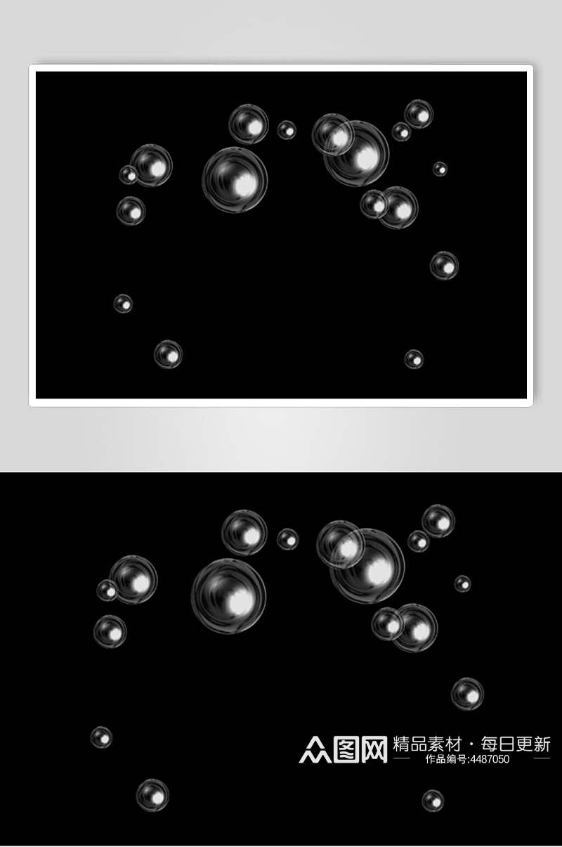 圆形黑色反光简约时尚晶莹泡泡素材素材