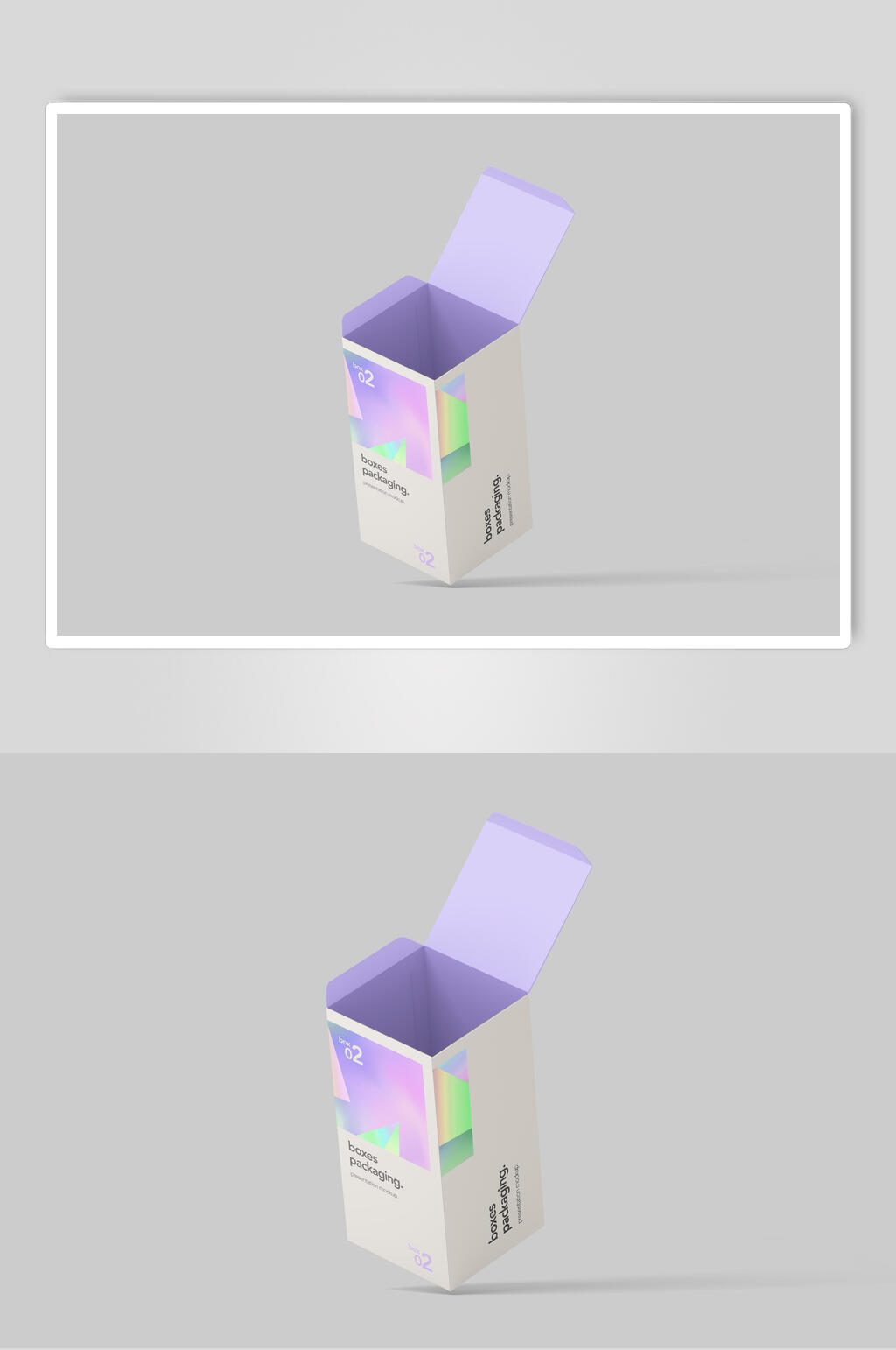 立体方形英文创意纸盒贴图样机素材