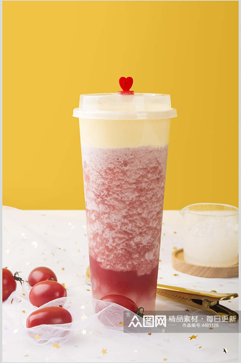 圣女果红奶茶甜品饮料图片素材