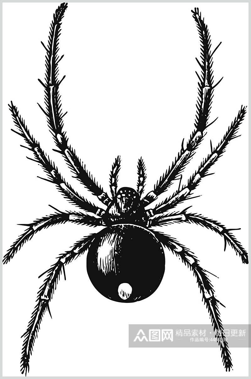 黑色昆虫简约动物素描手绘矢量素材素材