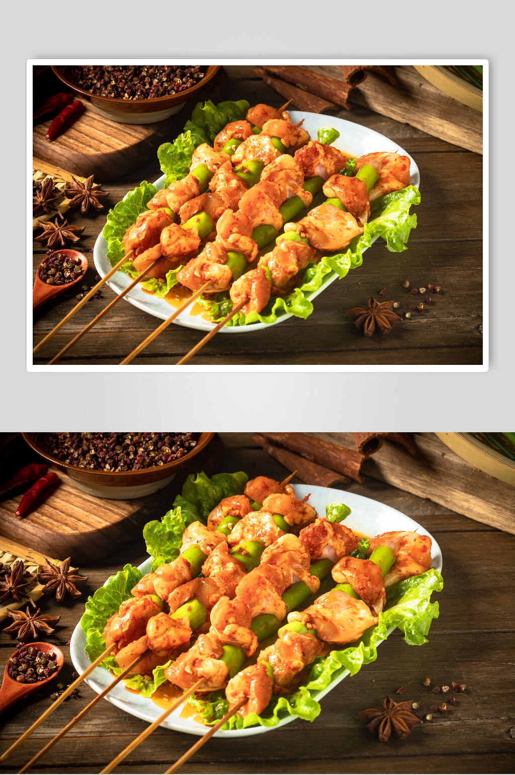 烤肉串新鲜烫菜摄影图片素材