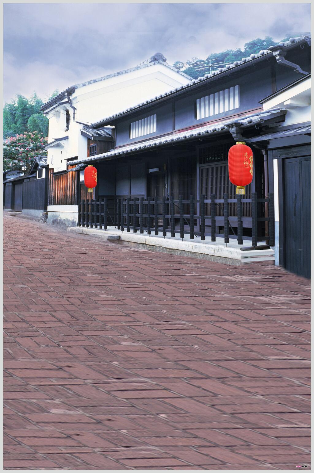 高端古镇花卉背景摄影图片素材