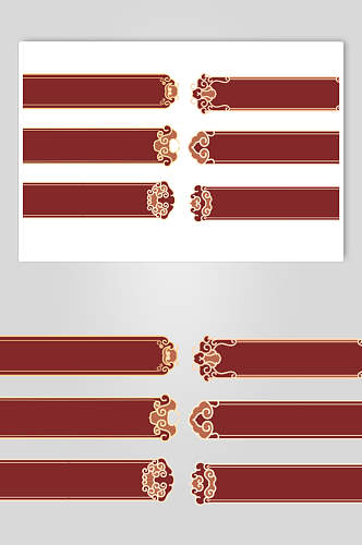 红色祥云简约中式装饰边框矢量素材