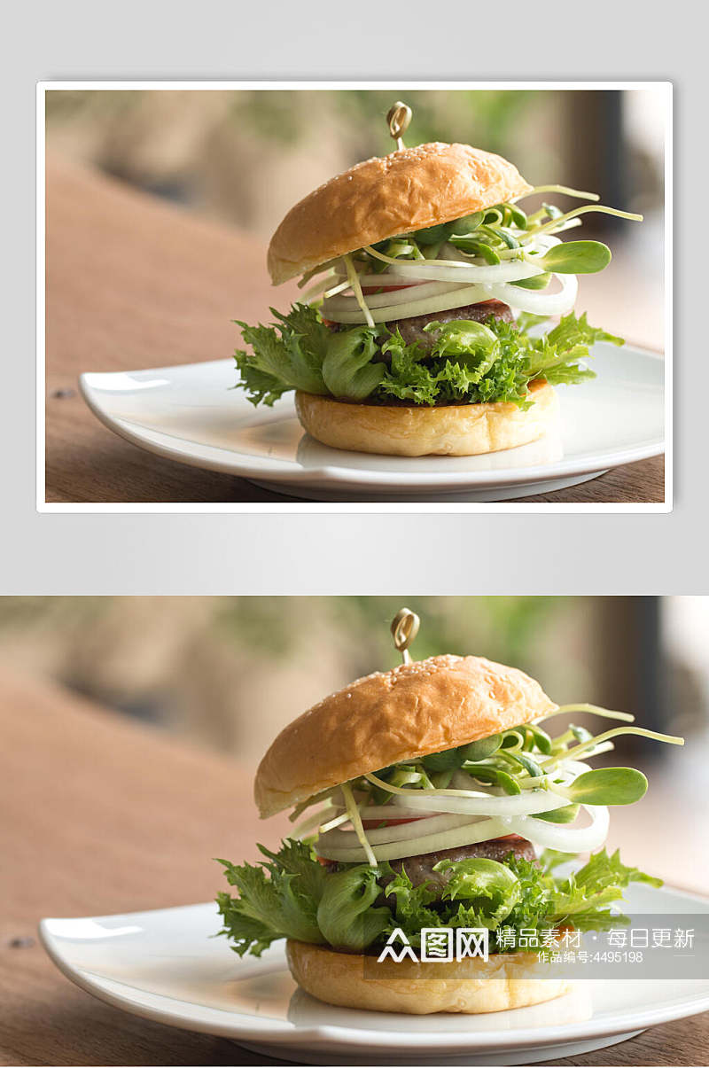 蔬菜餐饮汉堡美味效果图高清图片素材