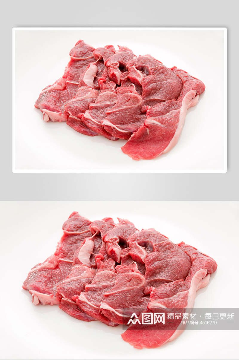 新鲜白底猪肉摄影图素材