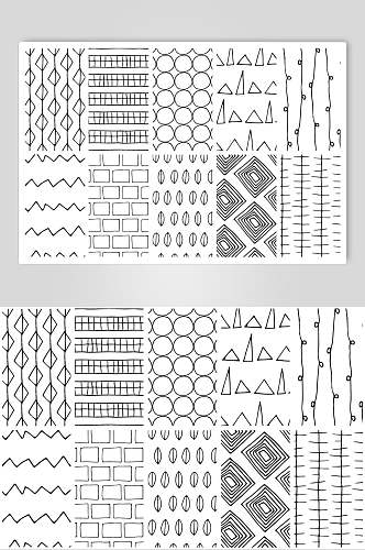 线条手绘黑色抽象纹理图案矢量素材