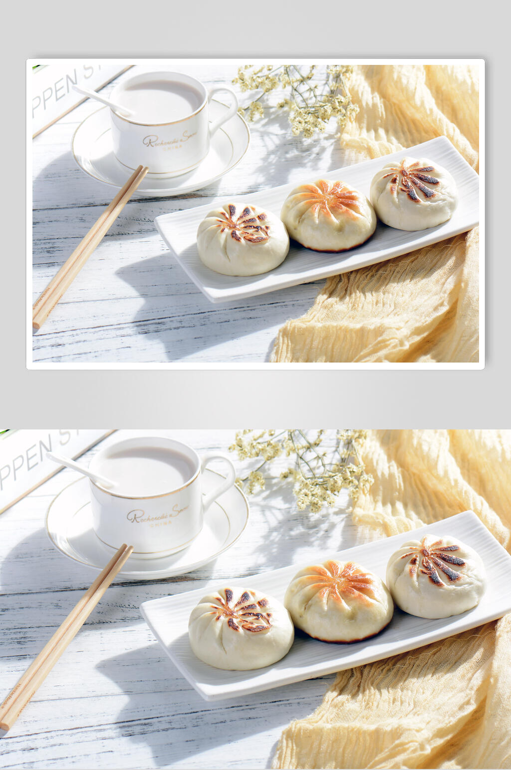 精品美味小笼包早茶摄影图素材