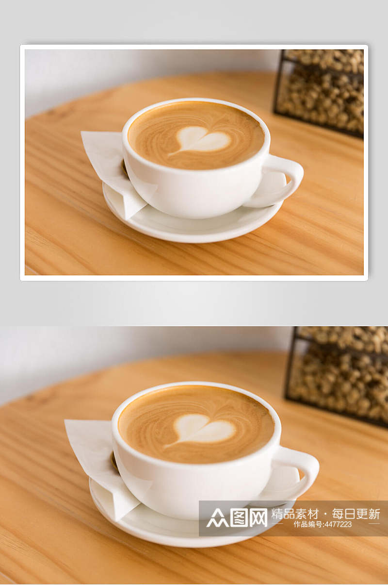 爱心马克杯咖啡拉花图案图片素材
