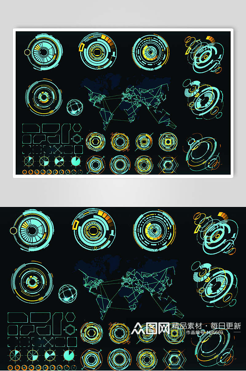 点线圆形黑绿色科技数据图矢量素材素材