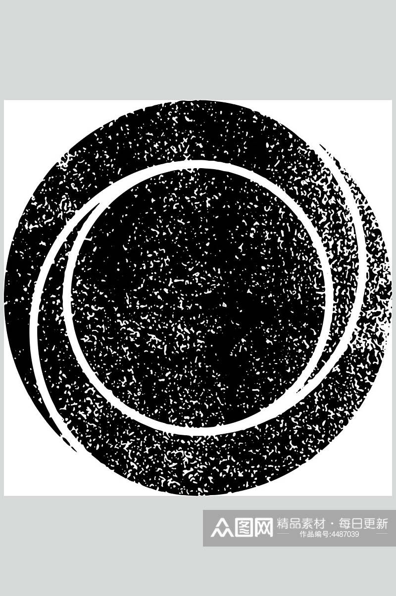 圆形简约手绘黑色几何图形矢量素材素材