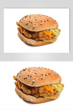 芝麻白底汉堡食物图片