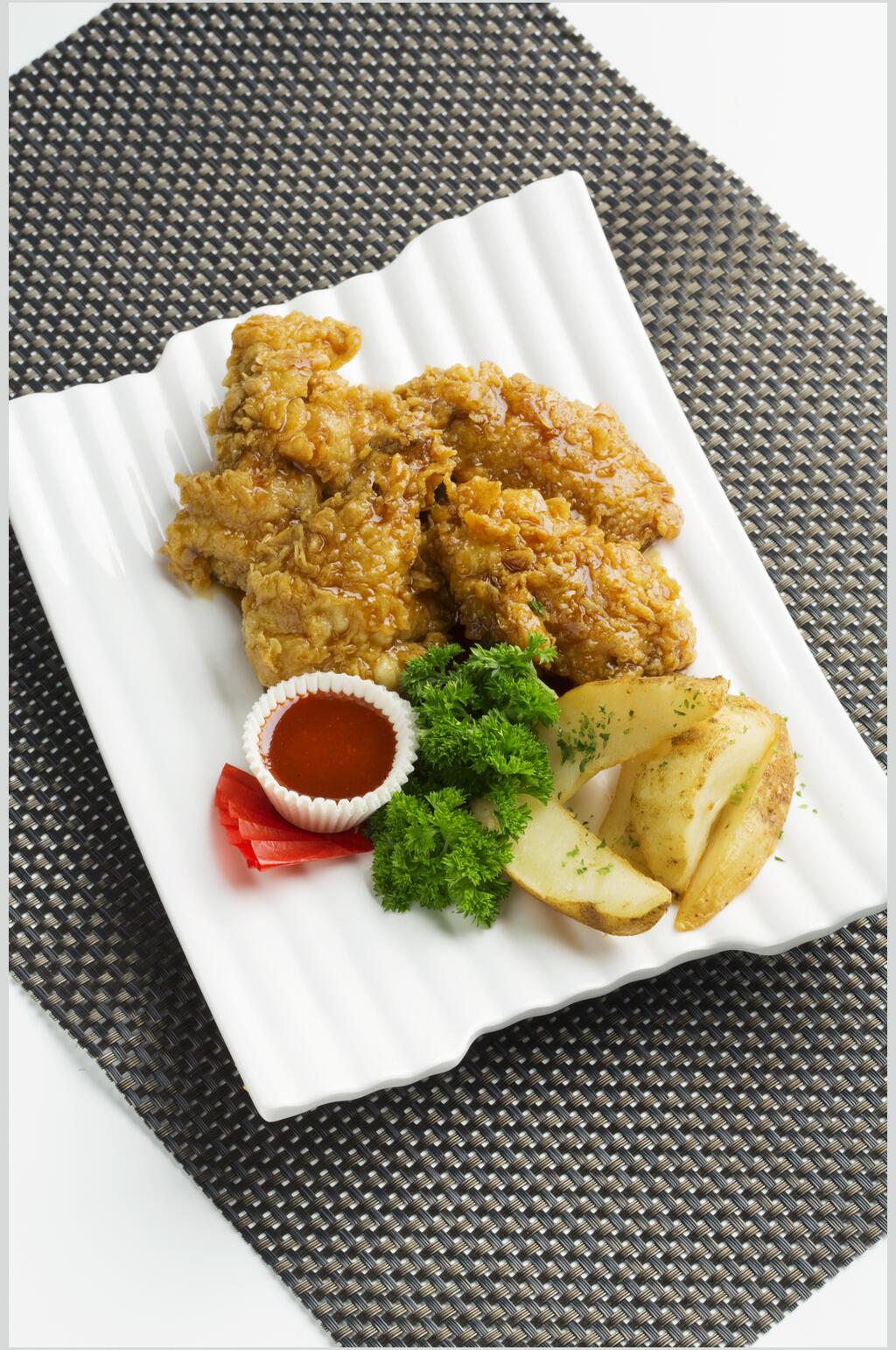 特色韩式炸鸡食品摄影图片素材