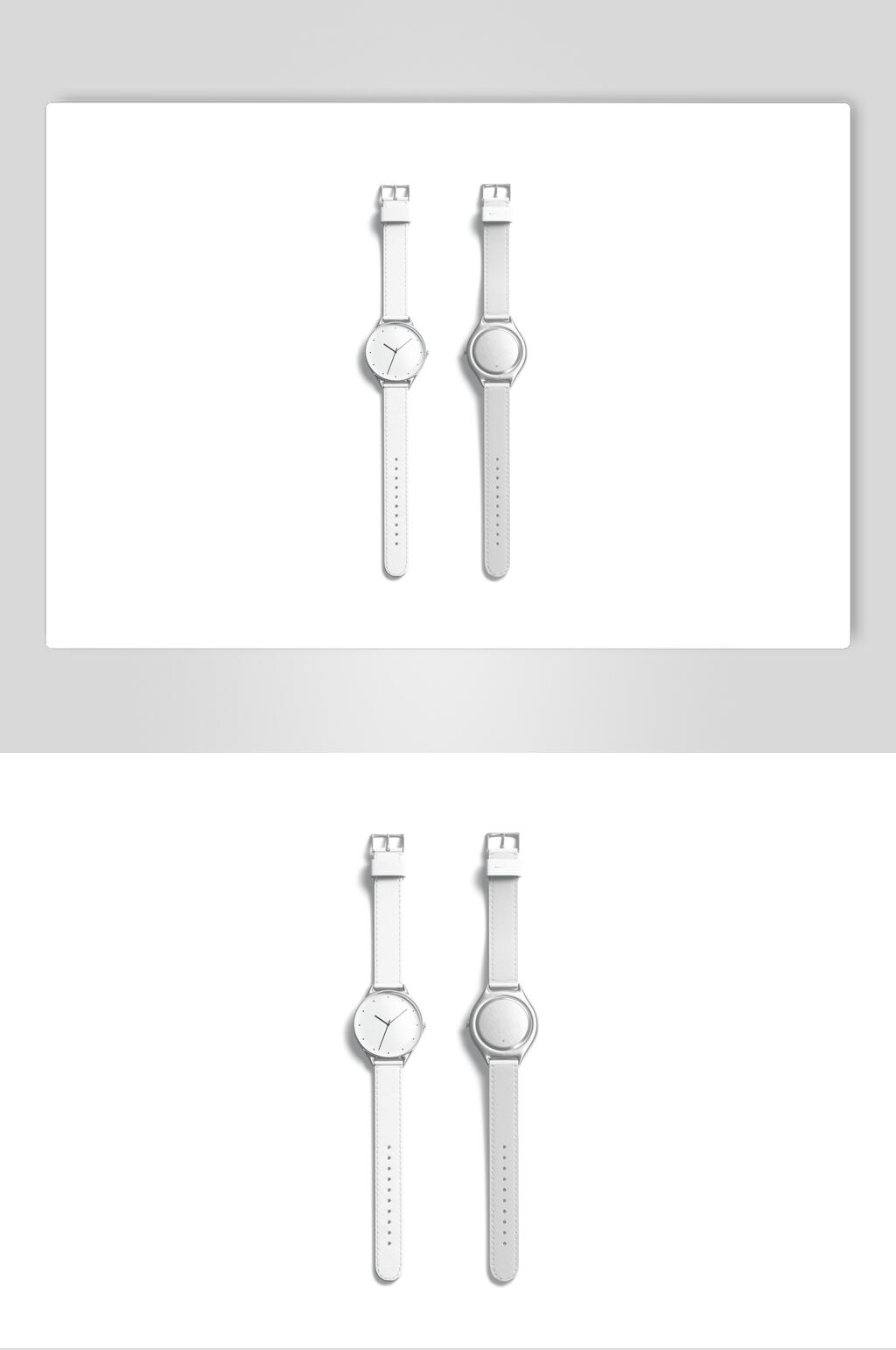 指针数字正视图灰白色手表样机素材