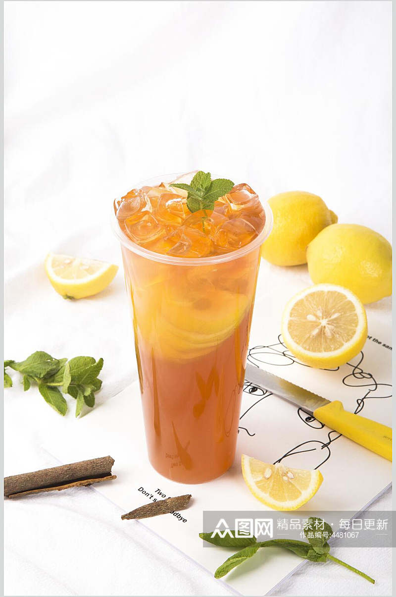 奶茶黄皮柠檬甜品饮料图片素材