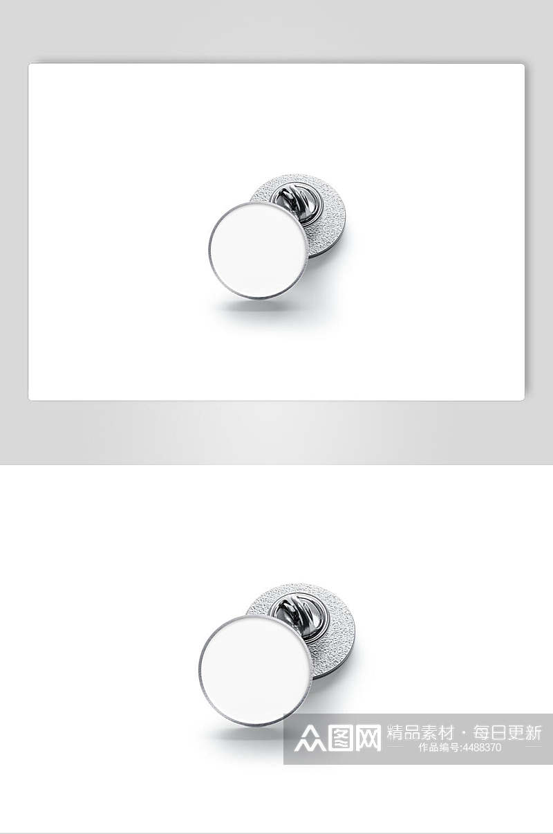 圆形铁环扣灰圆形珐琅徽章样机素材