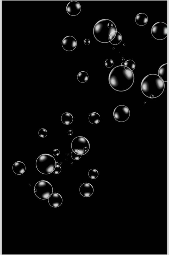 手绘黑色圆形简约晶莹泡泡素材