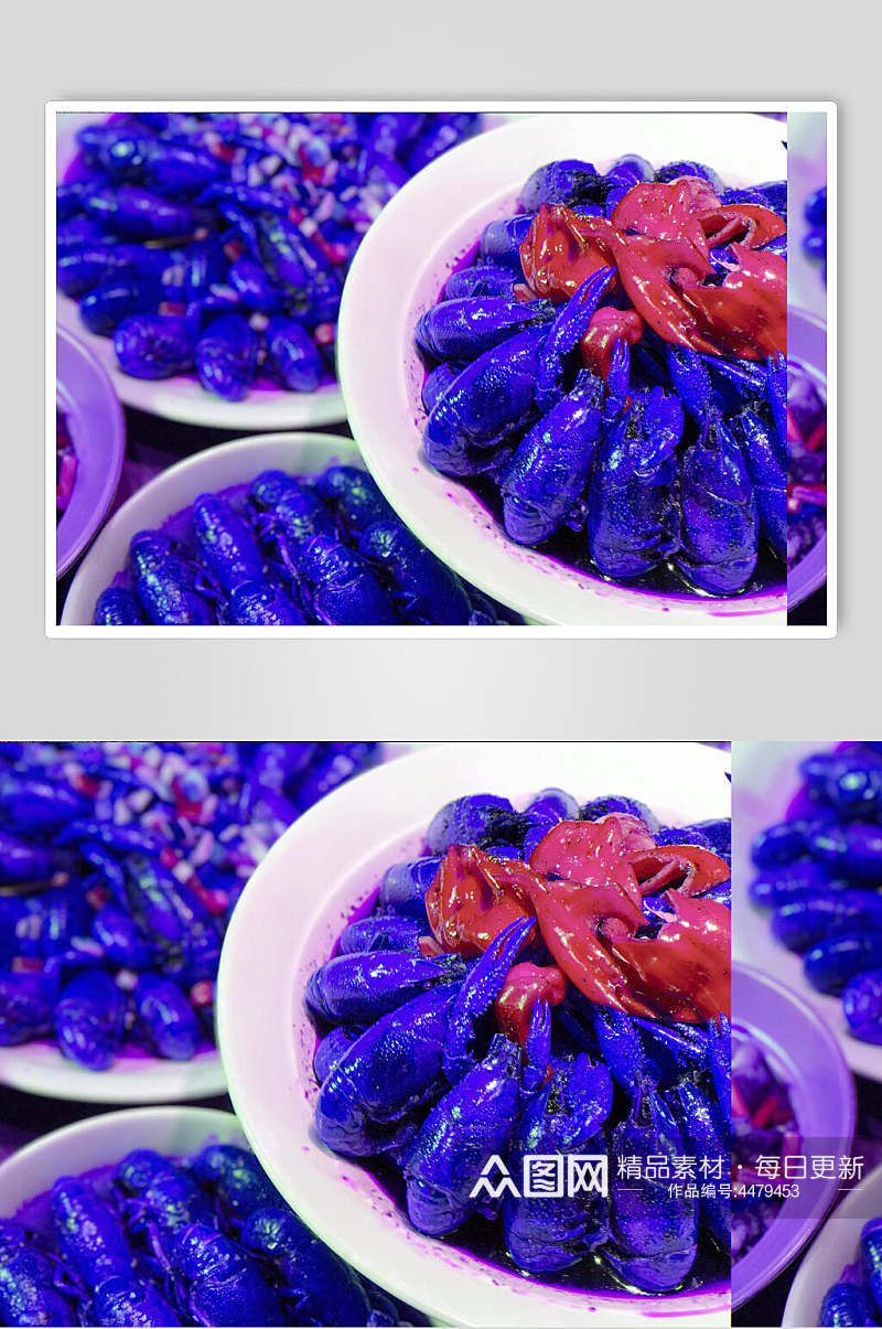 蓝色麻辣小龙虾餐饮摄影图素材