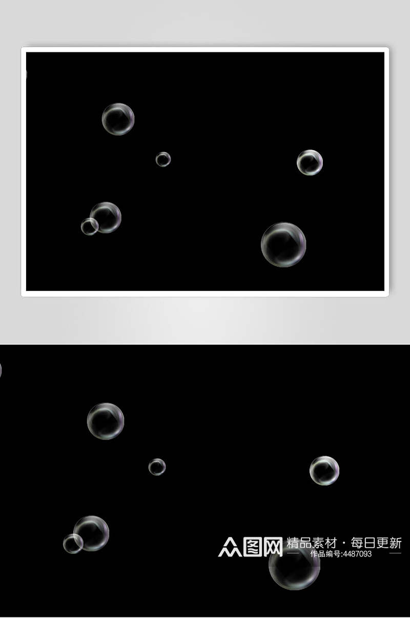 圆形黑色手绘简约清新晶莹泡泡素材素材