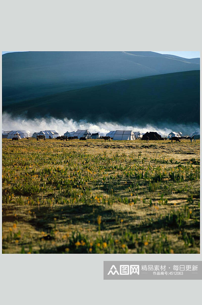 蒙古包草地山脉大自然风光摄影图素材