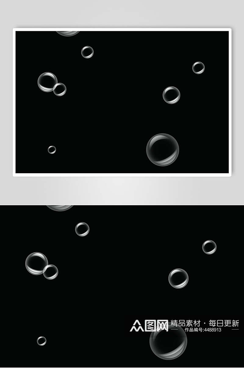 黑色简约手绘圆形简约晶莹泡泡素材素材