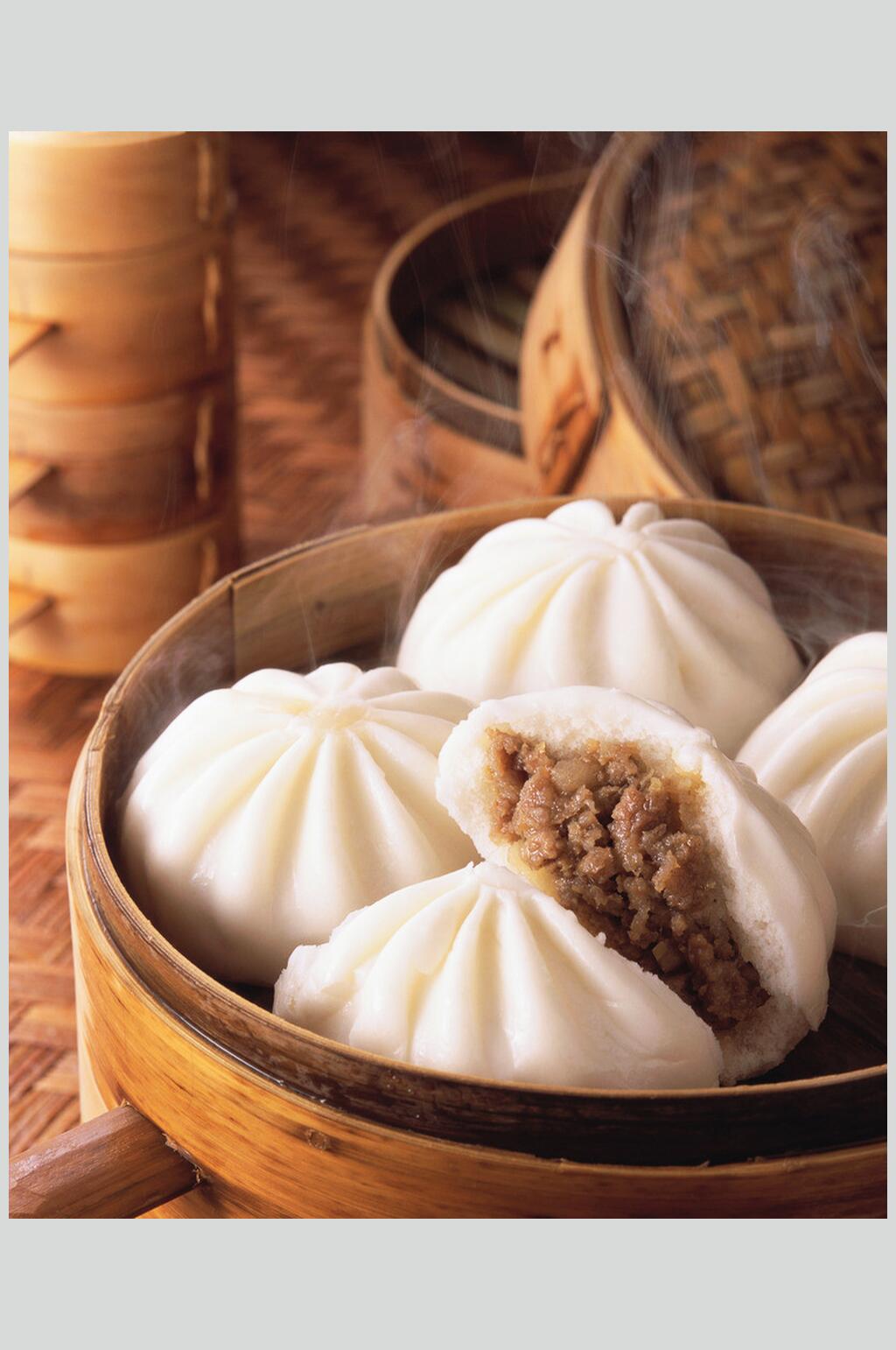 时尚美味鲜肉包美食早茶包子图片素材