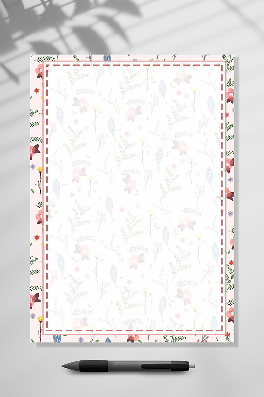 花卉暗纹信纸背景WORD-众图网