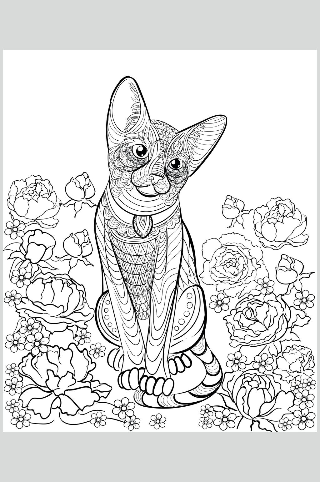 猫咪黑色魔法森林动物线稿矢量素材素材