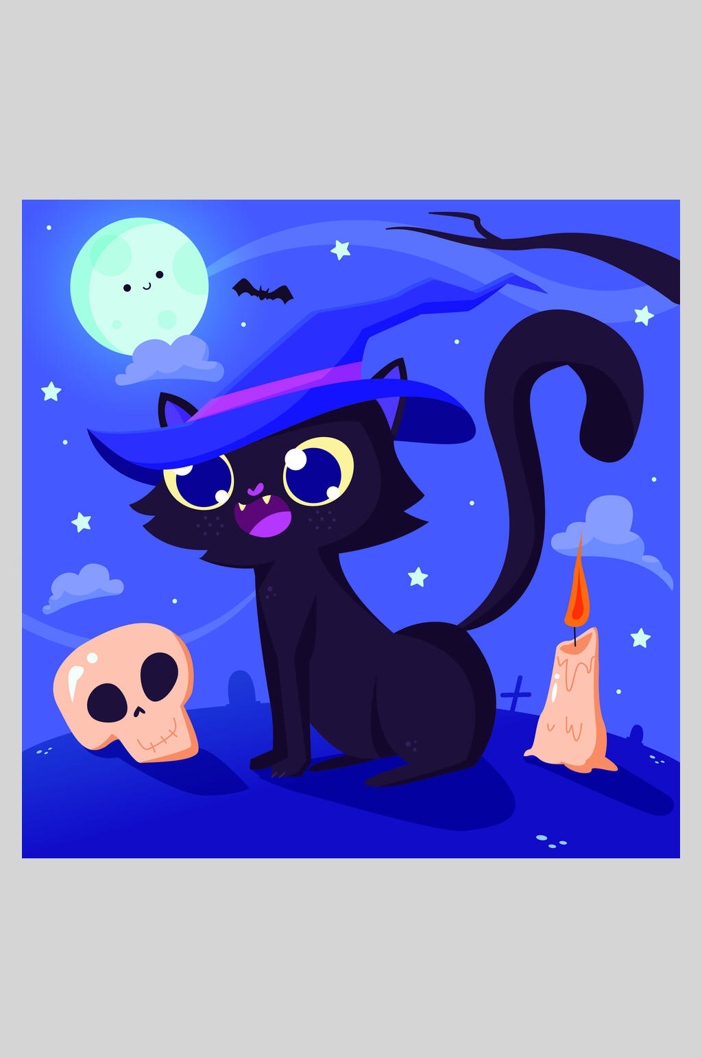 可爱卡通矢量猫咪万圣节插画素材