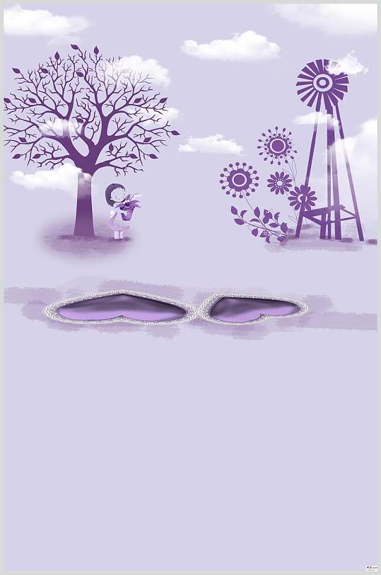 紫色大树拍摄背景图片
