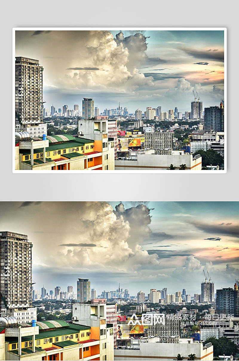 大片云朵城市风景建筑壁纸图片素材