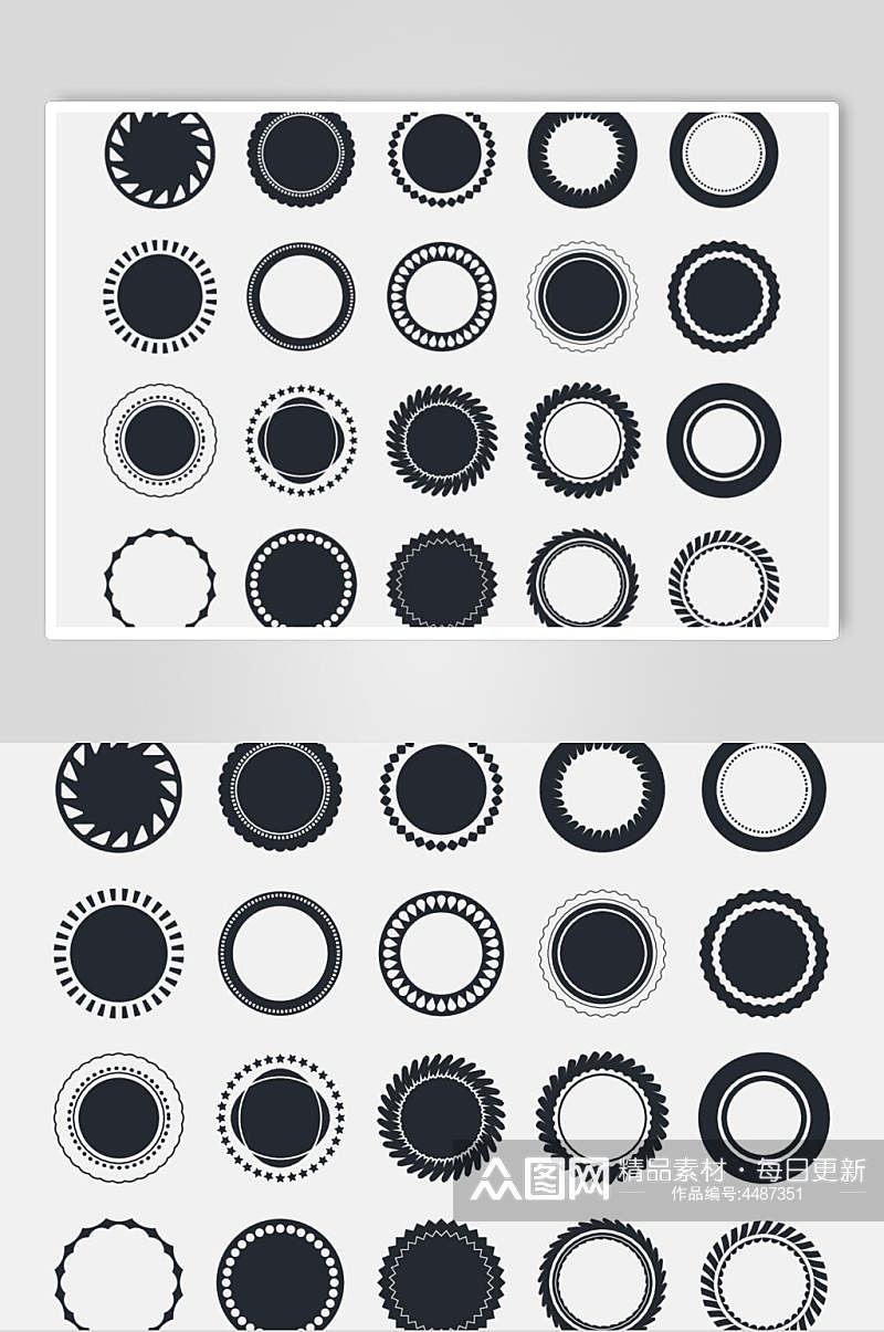 黑色圆形手绘简约清新边框矢量素材素材