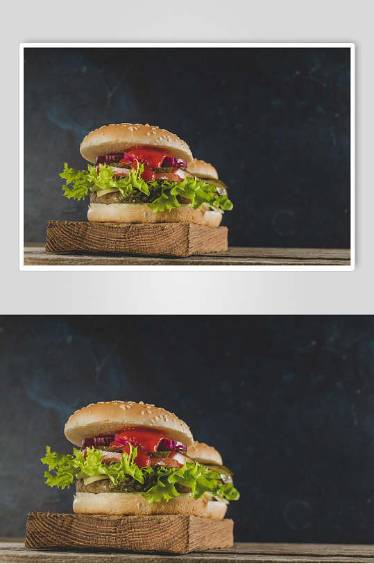 招牌餐饮汉堡美味效果图高清图片