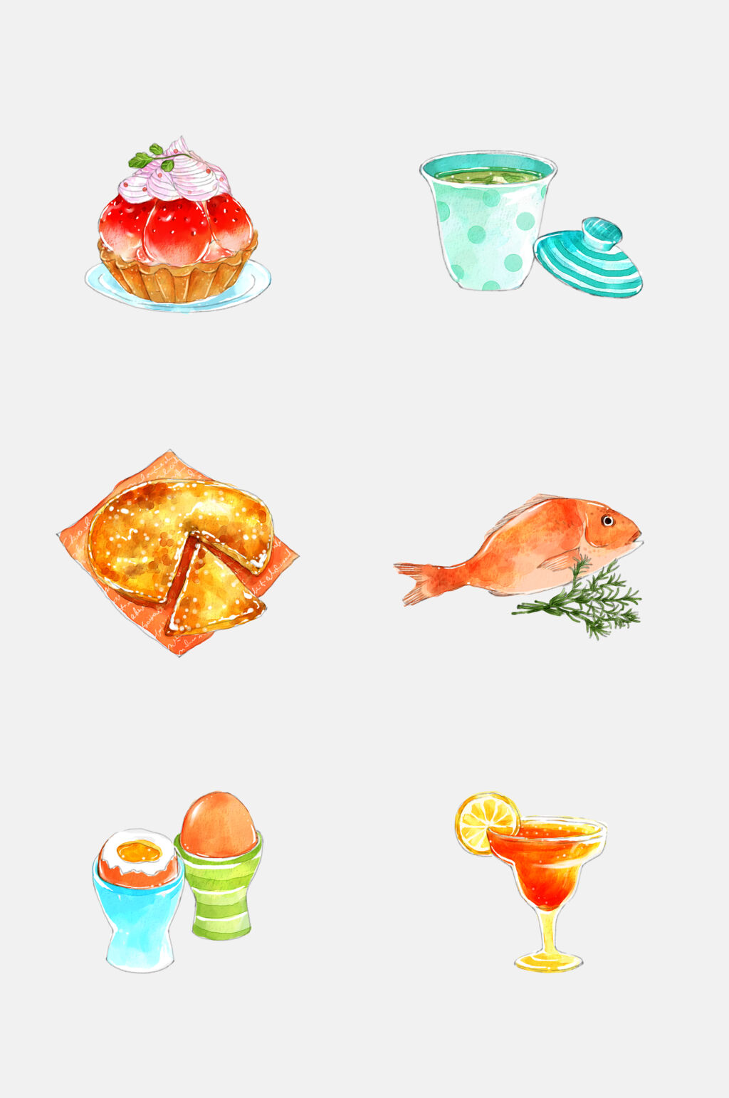 披萨手绘美食小吃插画免抠素材素材