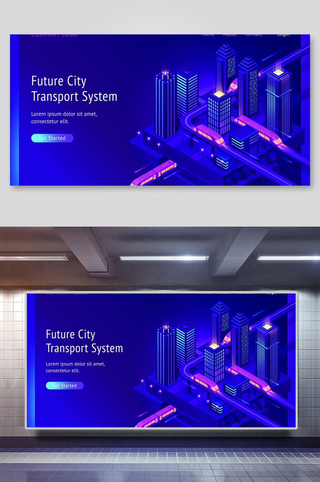 创意建筑扁平风网页矢量插画素材