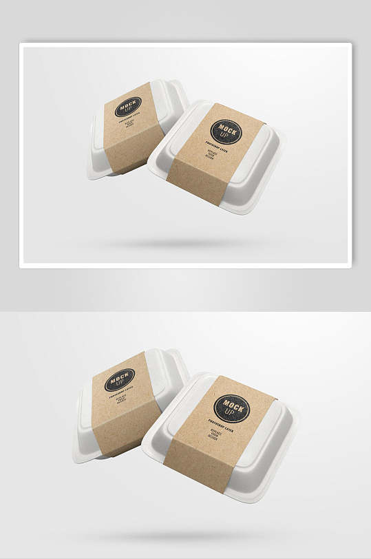 塑料圆形英文外卖快餐纸盒样机