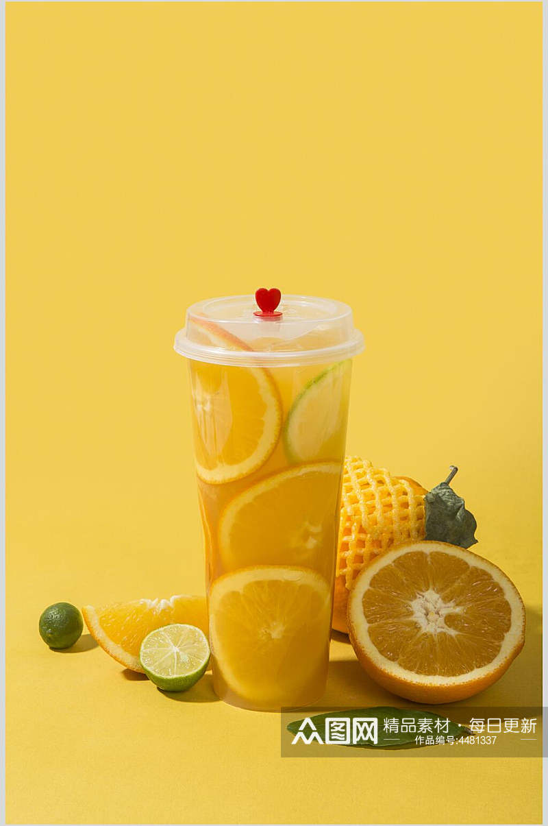 黄皮橙子奶茶甜品饮料图片素材