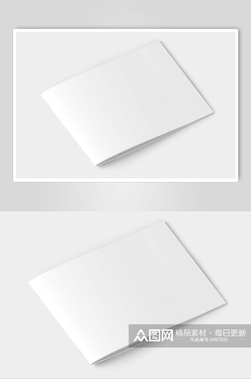 折叠白色书皮封面样机素材