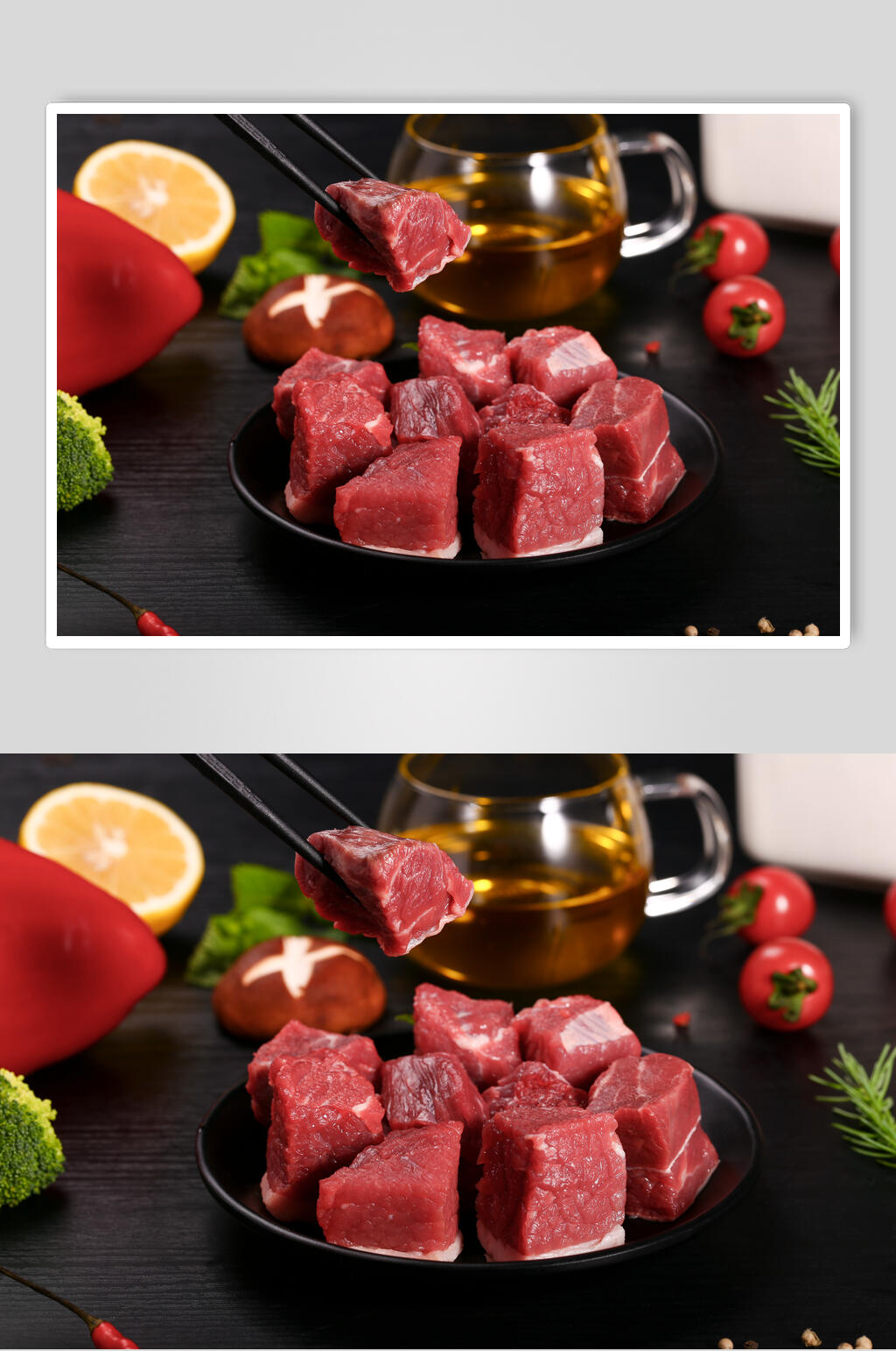 牛肉粒西餐炭烤牛排图片素材